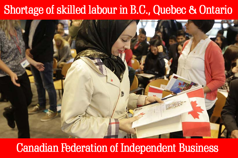 Shortage of skilled labour in BC Quebec Ontario